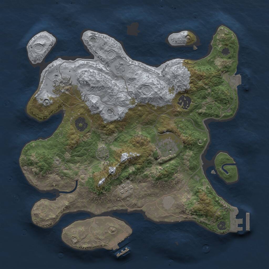 Rust Map: Procedural Map, Size: 3000, Seed: 800904792, 10 Monuments