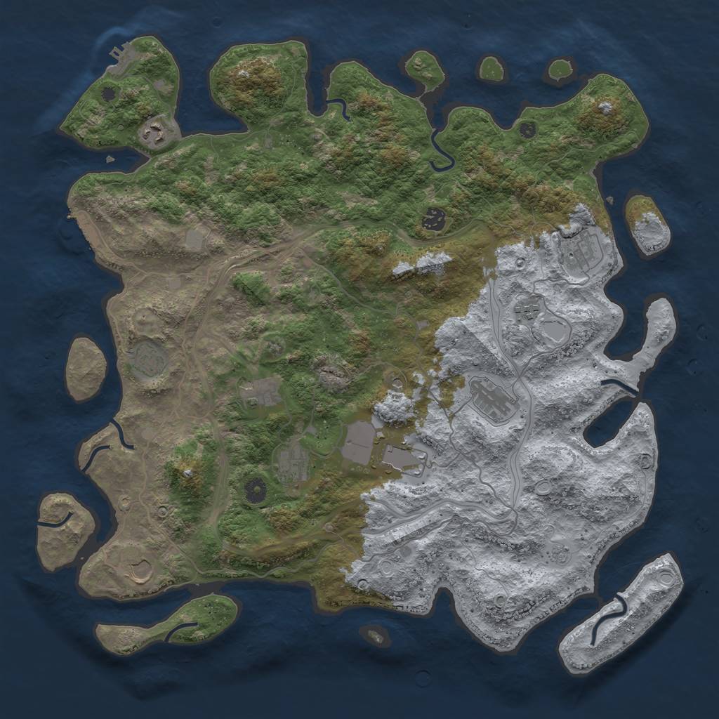 Rust Map: Procedural Map, Size: 4500, Seed: 97930716, 19 Monuments