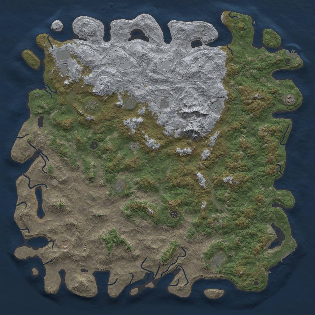 Rust Map: Procedural Map, Size: 6000, Seed: 274544574, 20 Monuments