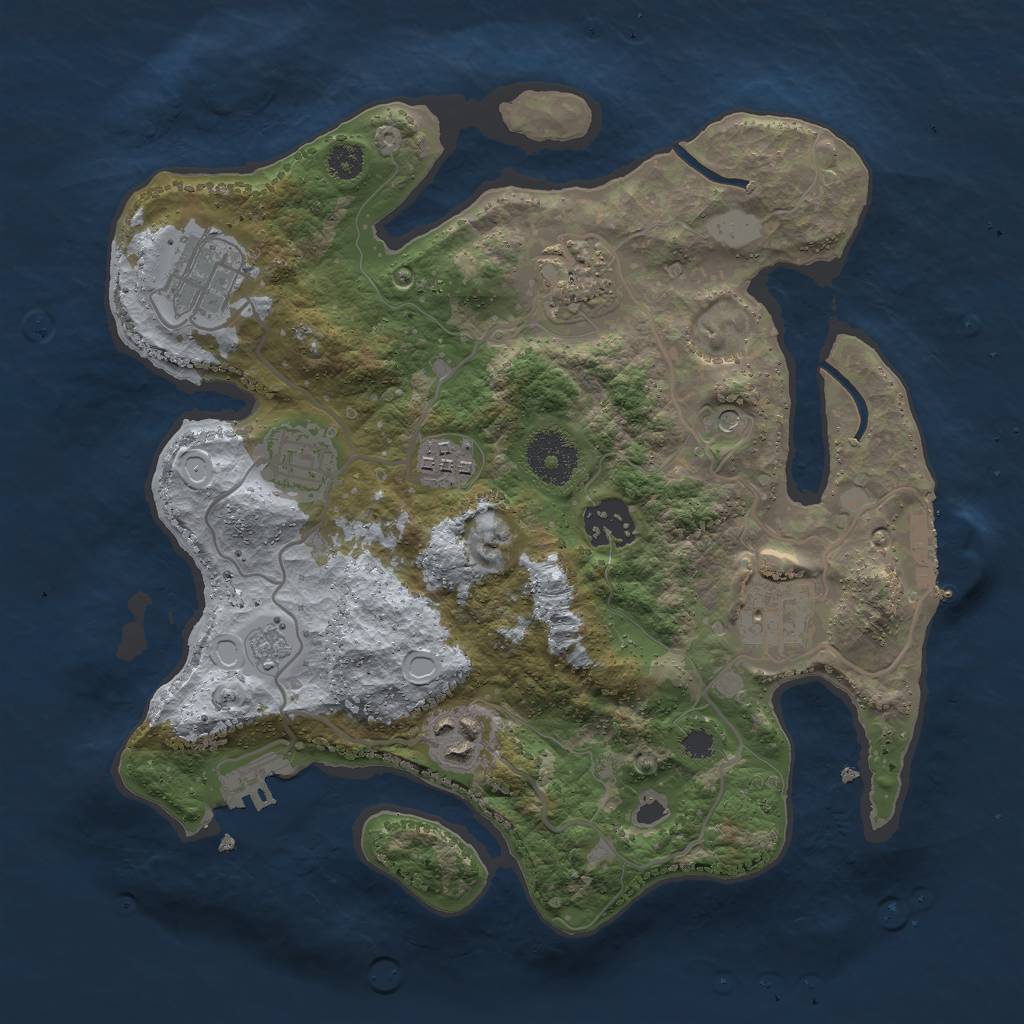 Rust Map: Procedural Map, Size: 3000, Seed: 680398772, 16 Monuments