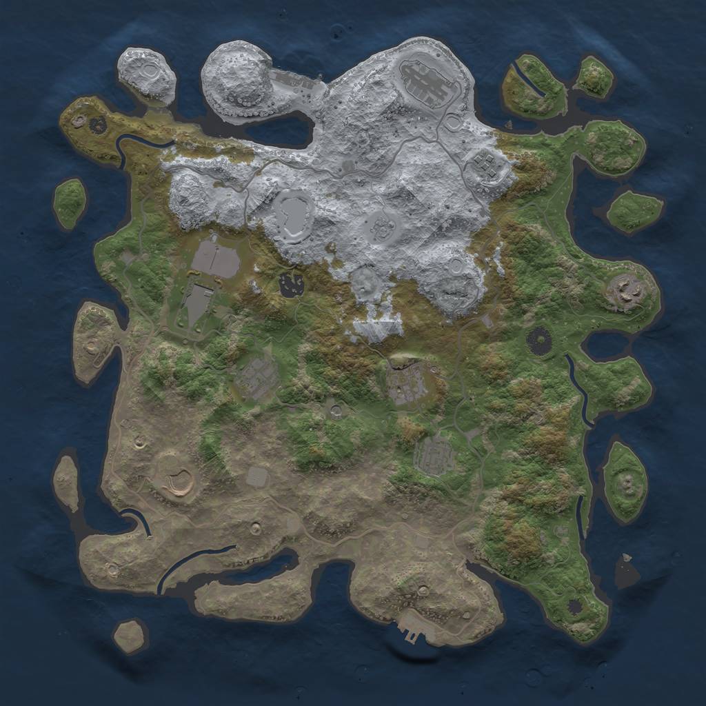 Rust Map: Procedural Map, Size: 4000, Seed: 1205128818, 18 Monuments