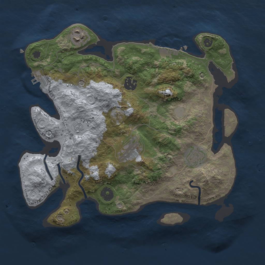 Rust Map: Procedural Map, Size: 3000, Seed: 2074449646, 13 Monuments