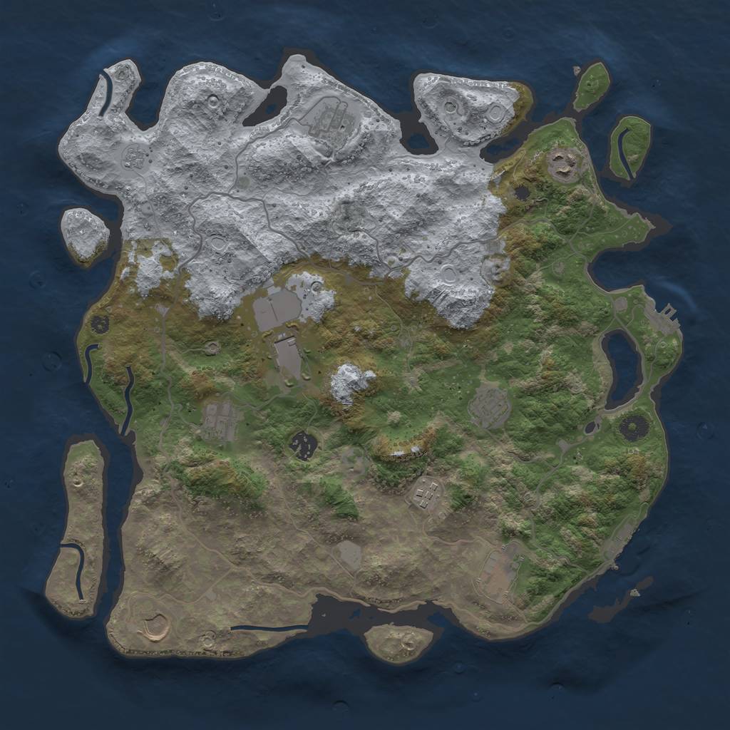 Rust Map: Procedural Map, Size: 4000, Seed: 1024960465, 18 Monuments