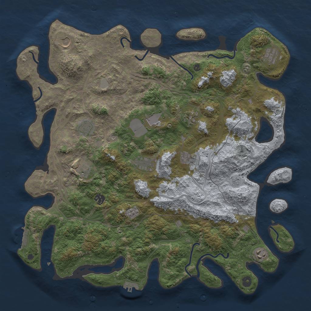 Rust Map: Procedural Map, Size: 4500, Seed: 1821863066, 20 Monuments