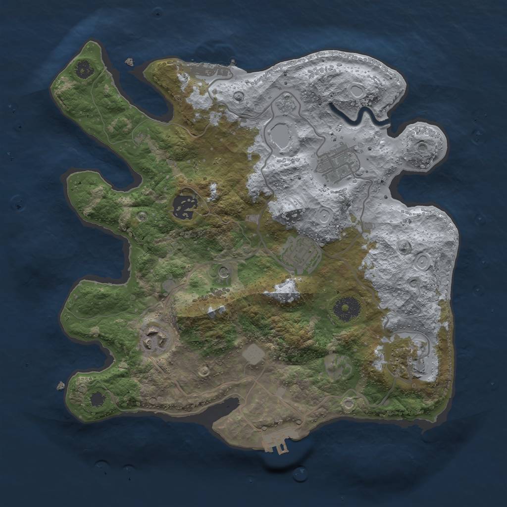 Rust Map: Procedural Map, Size: 3000, Seed: 2130992609, 14 Monuments