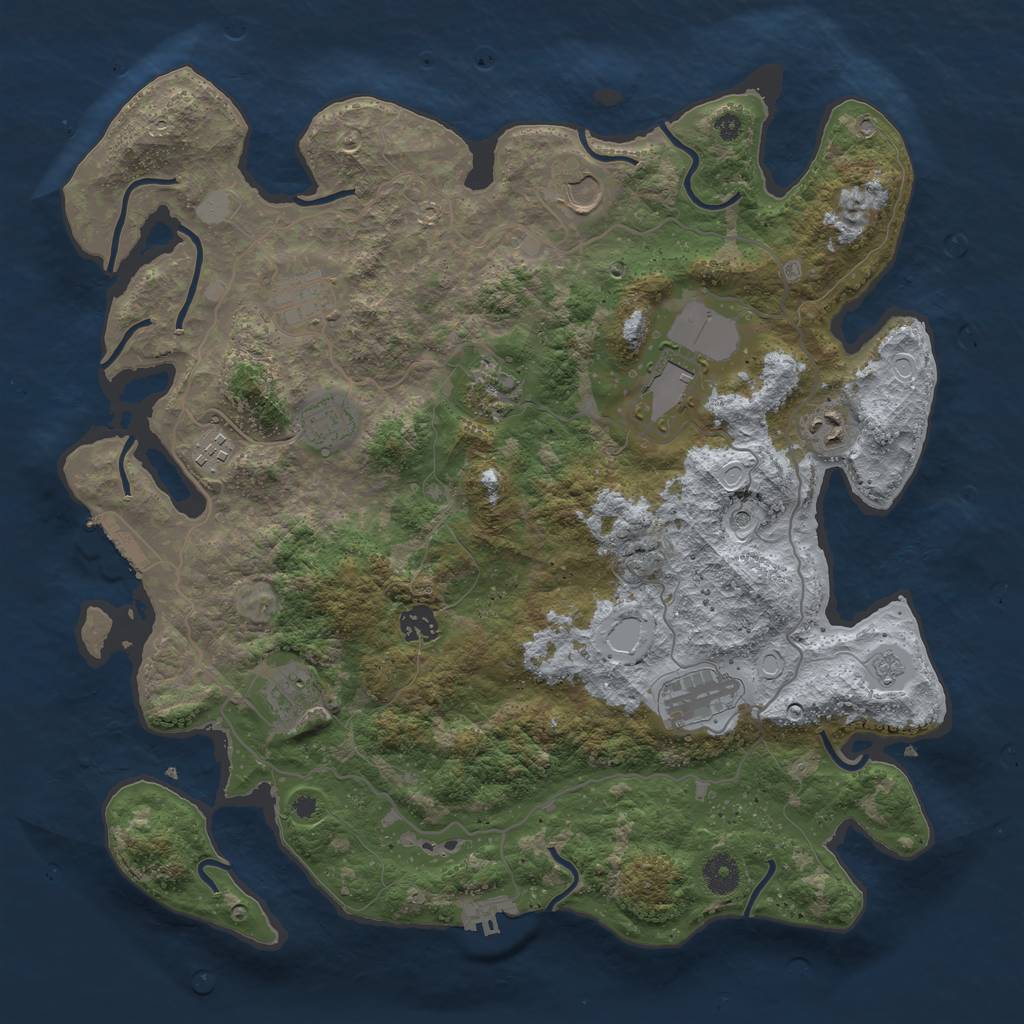 Rust Map: Procedural Map, Size: 4000, Seed: 1402188624, 19 Monuments