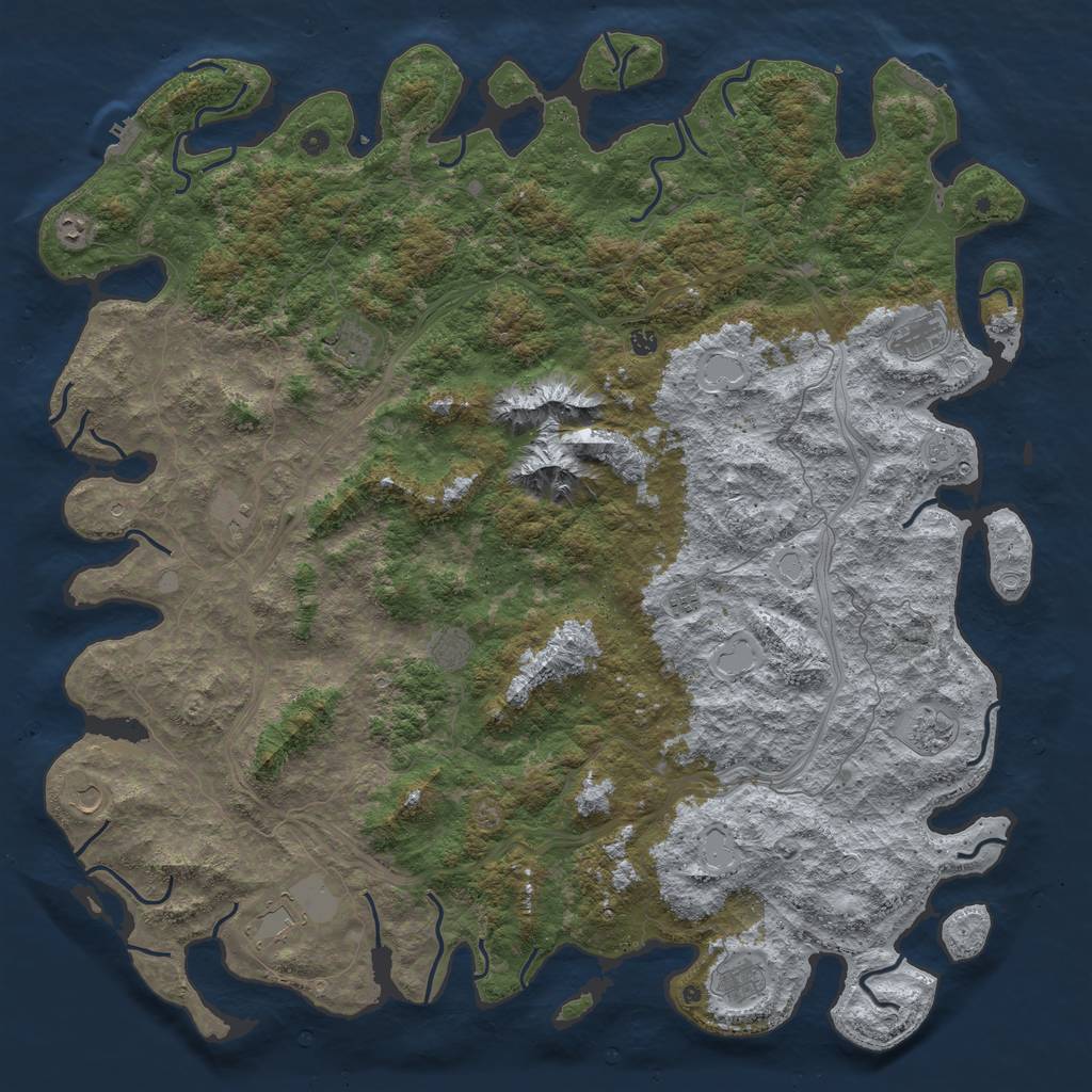 Rust Map: Procedural Map, Size: 6000, Seed: 48697150, 20 Monuments