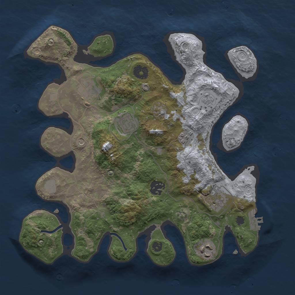 Rust Map: Procedural Map, Size: 3000, Seed: 41983, 14 Monuments