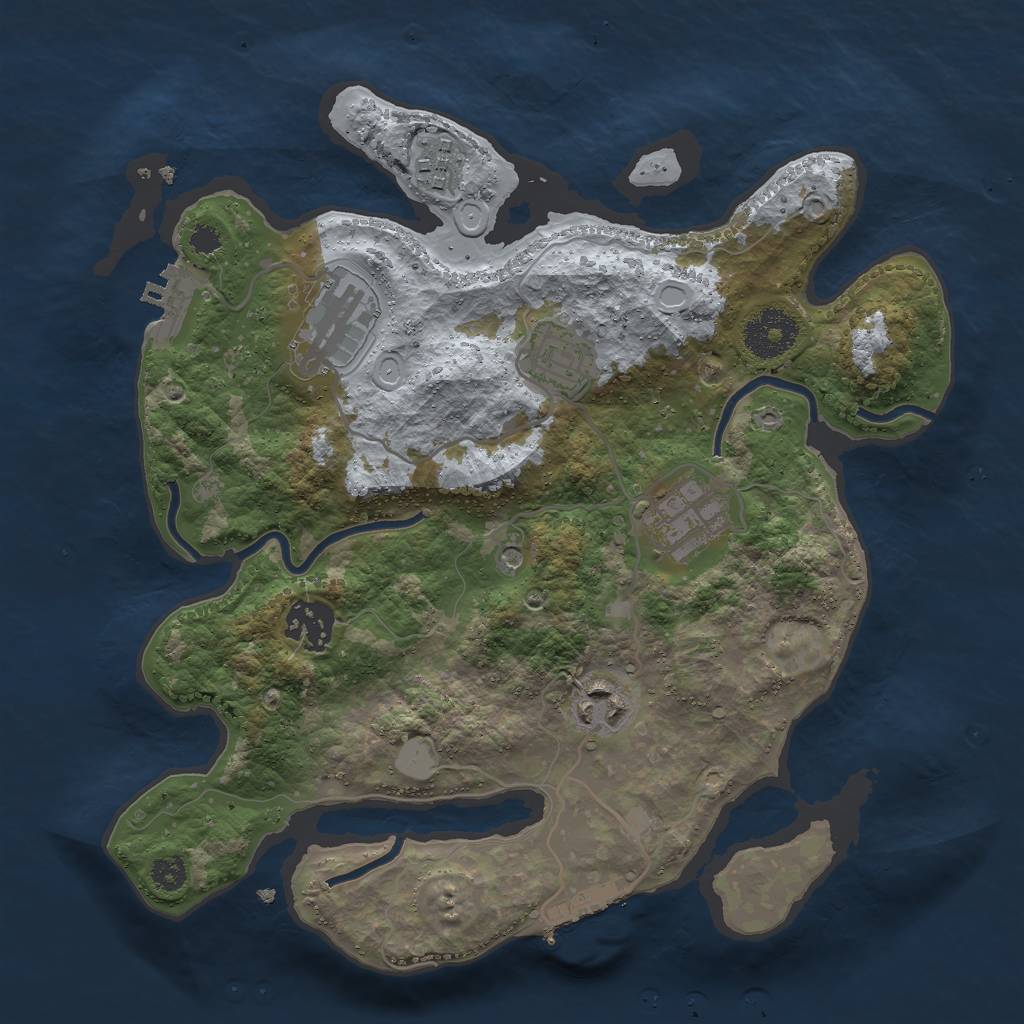 Rust Map: Procedural Map, Size: 3000, Seed: 1501970668, 14 Monuments