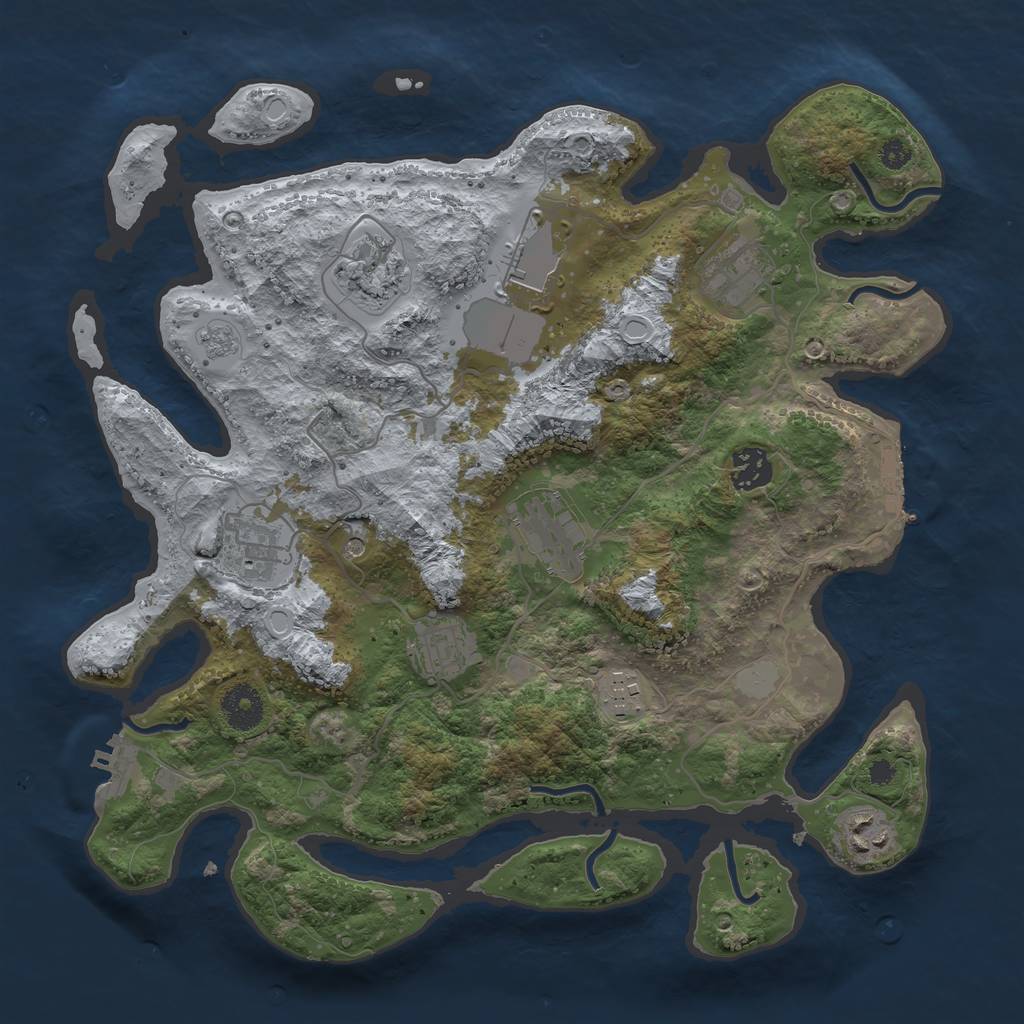 Rust Map: Procedural Map, Size: 3500, Seed: 1790785435, 18 Monuments