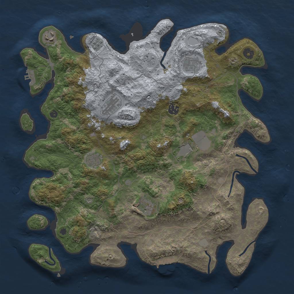 Rust Map: Procedural Map, Size: 4000, Seed: 1081972811, 17 Monuments