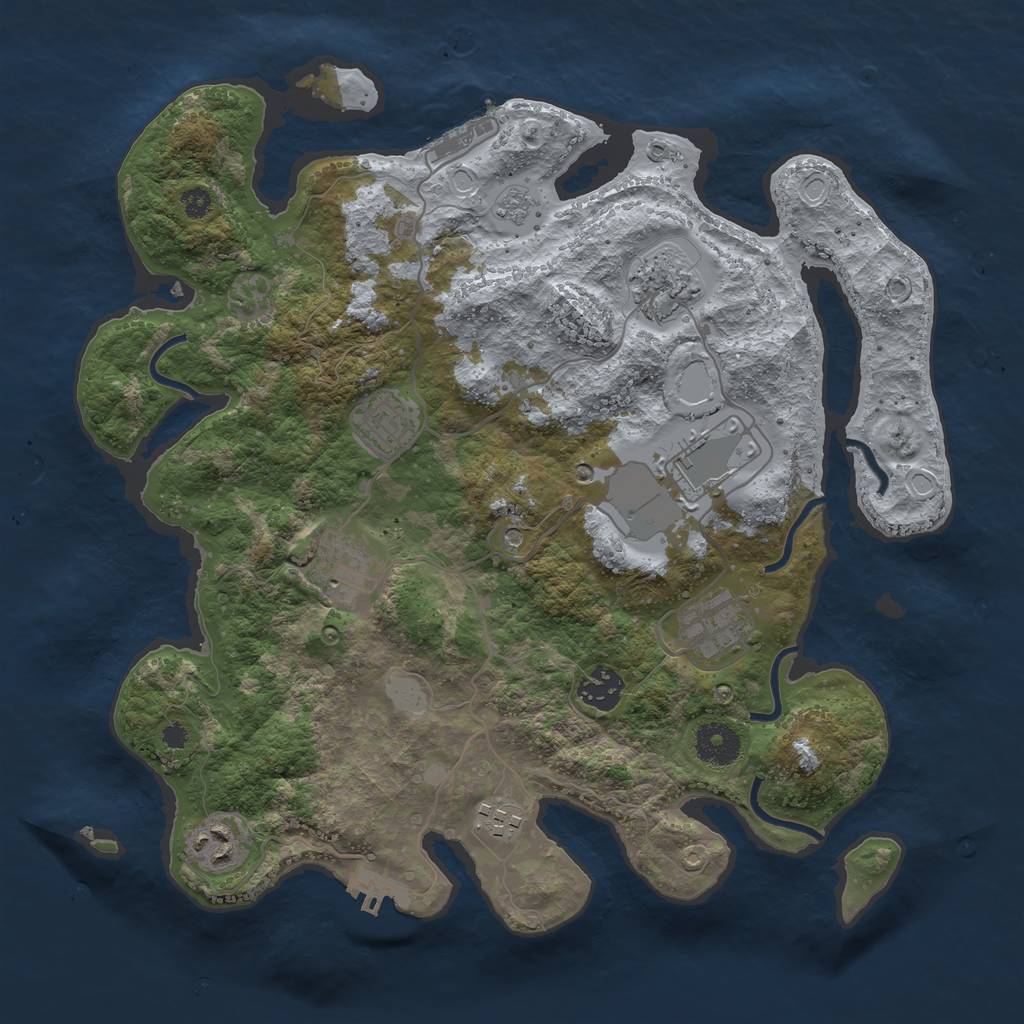 Rust Map: Procedural Map, Size: 3500, Seed: 1986420311, 17 Monuments