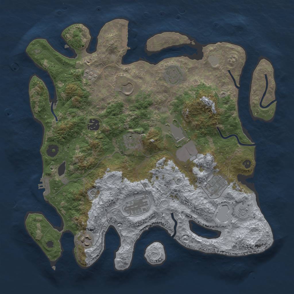 Rust Map: Procedural Map, Size: 3600, Seed: 63241, 18 Monuments