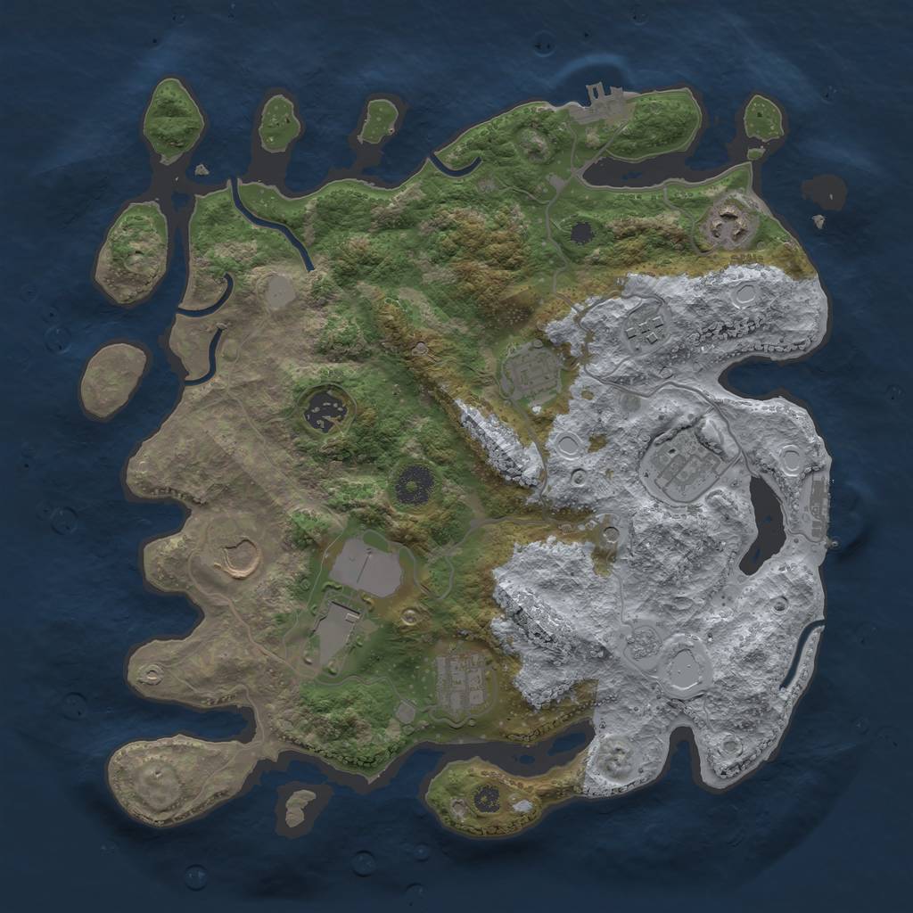Rust Map: Procedural Map, Size: 3500, Seed: 123874925, 17 Monuments