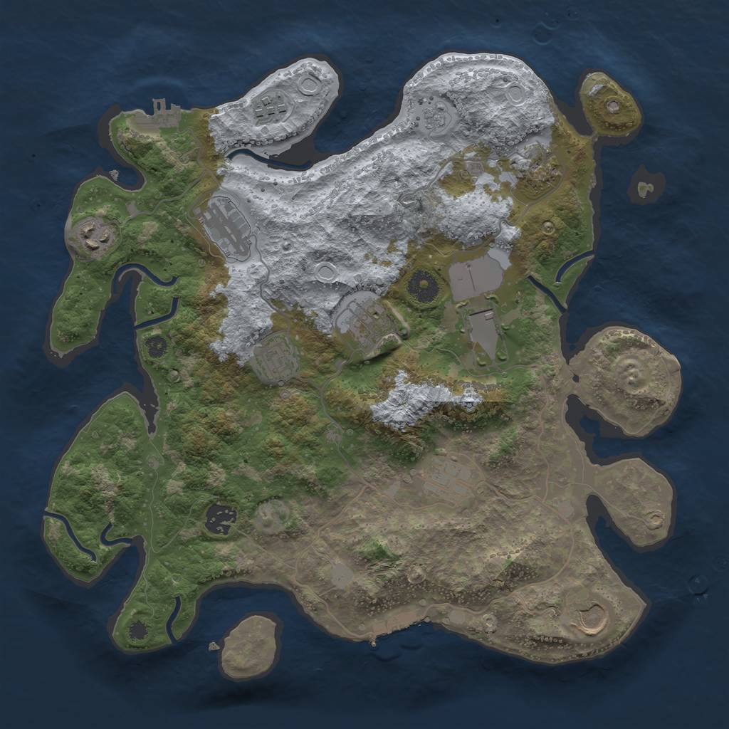 Rust Map: Procedural Map, Size: 3530, Seed: 11585, 18 Monuments