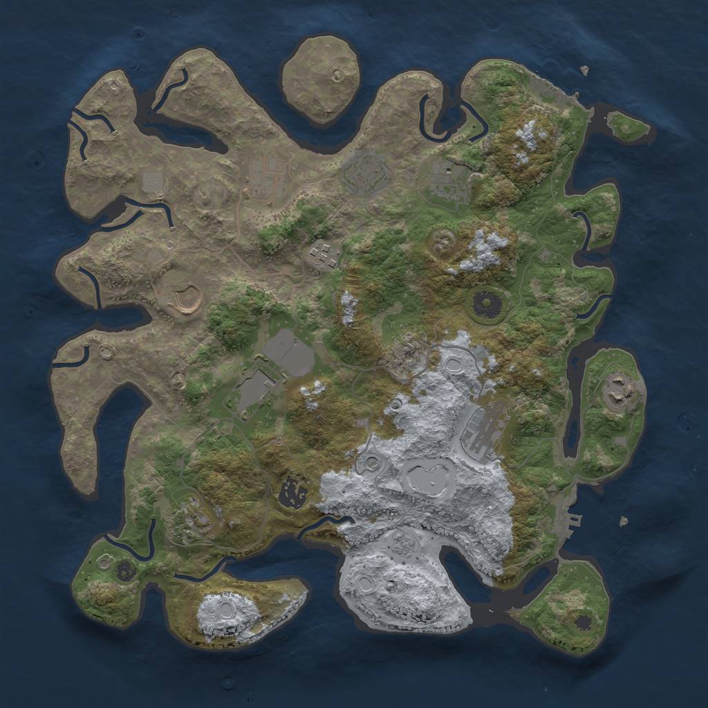 Rust Map: Procedural Map, Size: 3700, Seed: 283361858, 19 Monuments