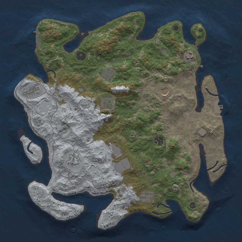 Rust Map: Procedural Map, Size: 4000, Seed: 23451, 19 Monuments