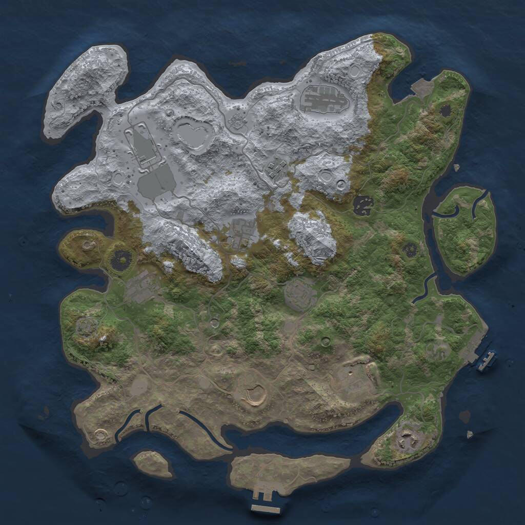 Rust Map: Procedural Map, Size: 3700, Seed: 483431495, 16 Monuments
