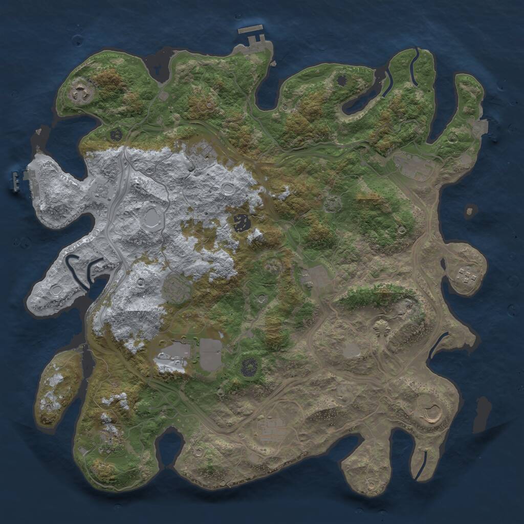 Rust Map: Procedural Map, Size: 4250, Seed: 513493048, 17 Monuments
