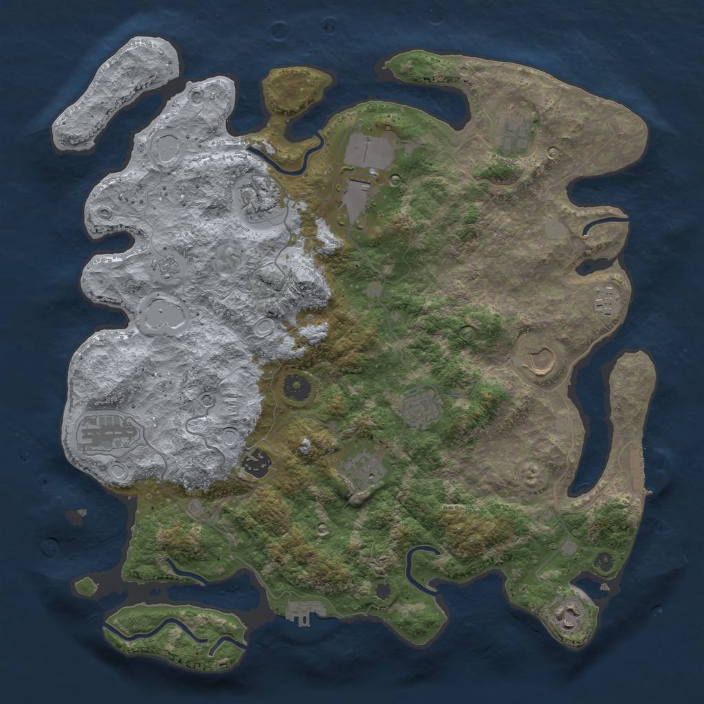 Rust Map: Procedural Map, Size: 3850, Seed: 1596692685, 19 Monuments