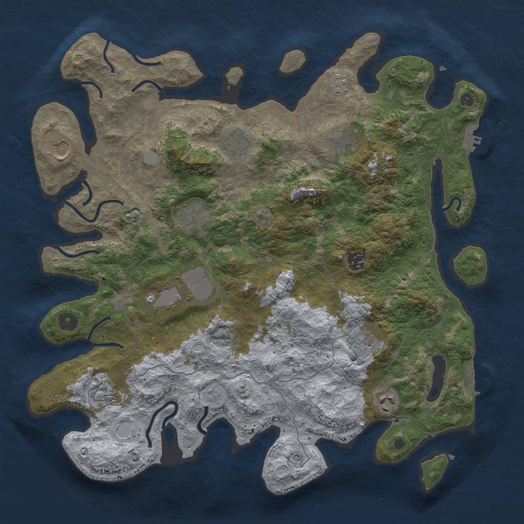 Rust Map: Procedural Map, Size: 4200, Seed: 75000, 19 Monuments