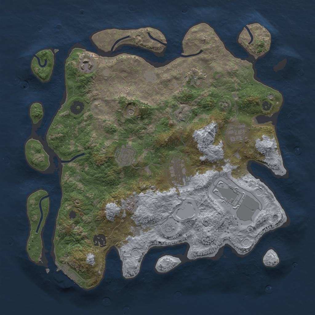Rust Map: Procedural Map, Size: 3500, Seed: 1639291760, 16 Monuments