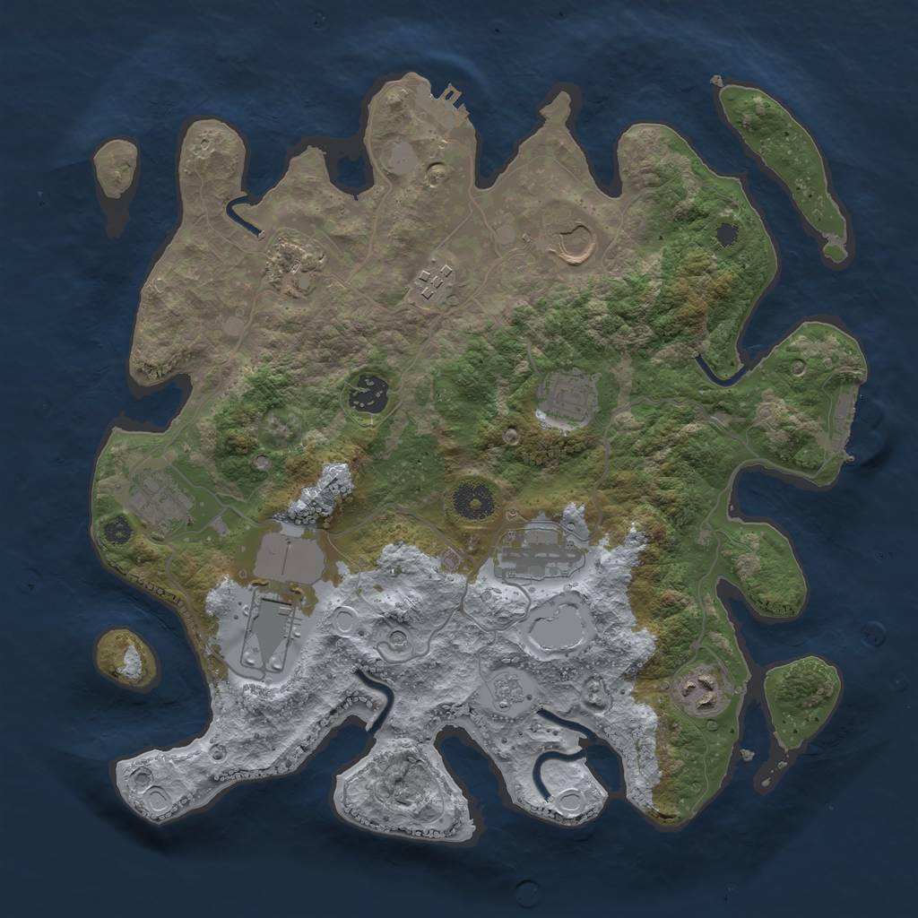 Rust Map: Procedural Map, Size: 3500, Seed: 1280788010, 18 Monuments