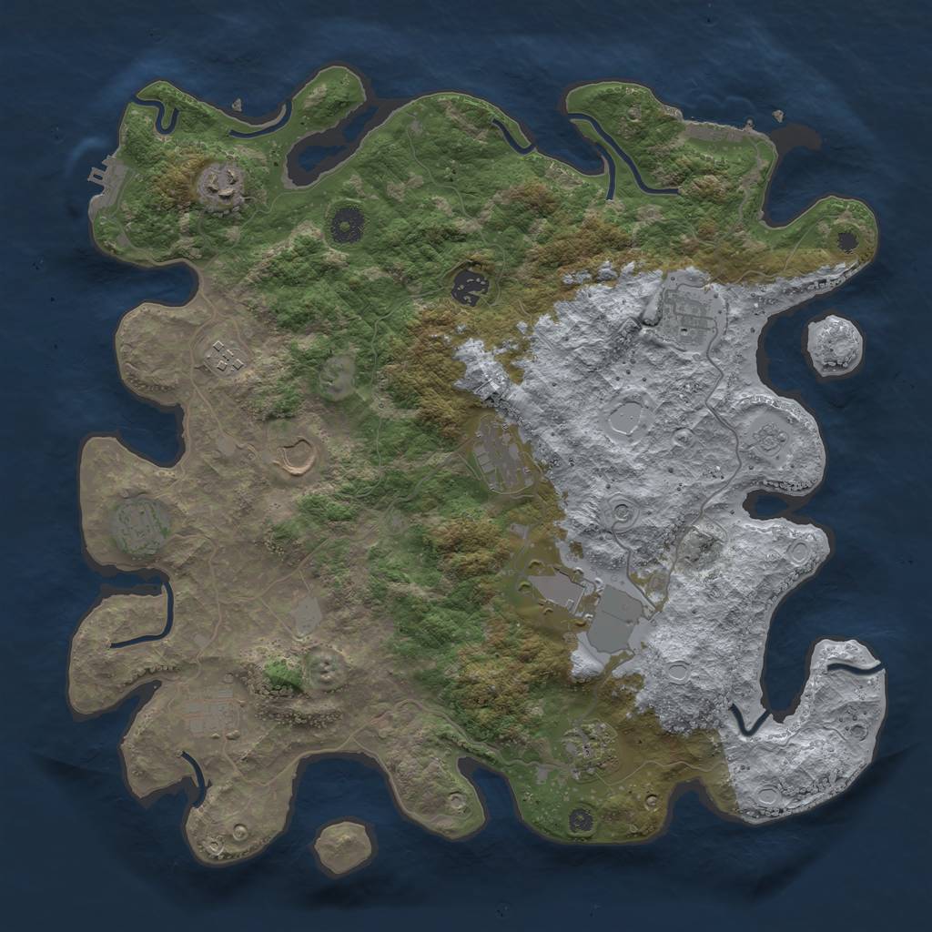 Rust Map: Procedural Map, Size: 3900, Seed: 112358132, 19 Monuments