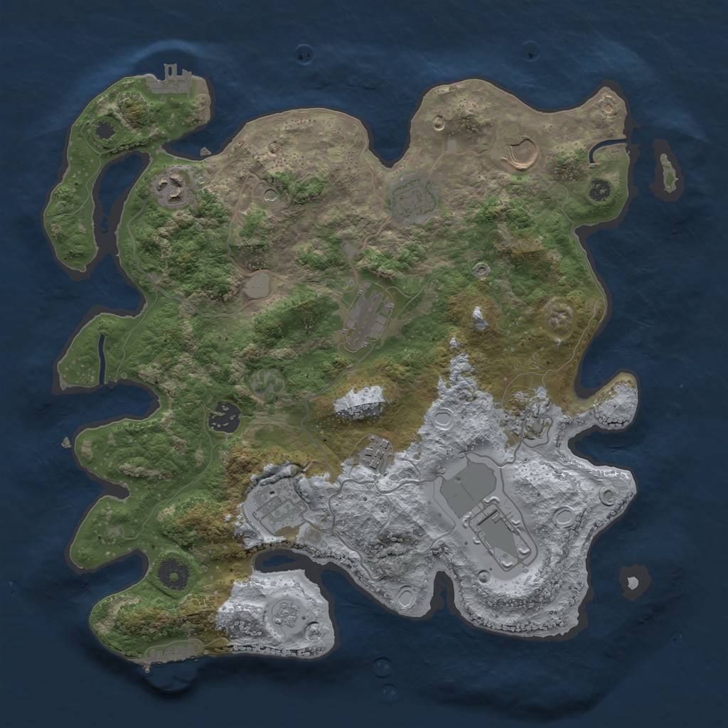 Rust Map: Procedural Map, Size: 3500, Seed: 17194105, 18 Monuments