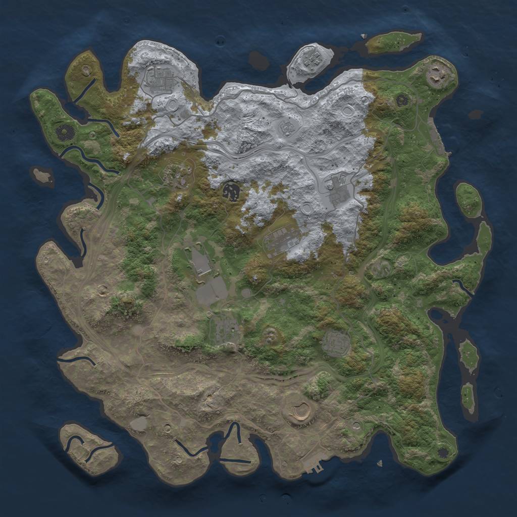 Rust Map: Procedural Map, Size: 4300, Seed: 112309519, 20 Monuments