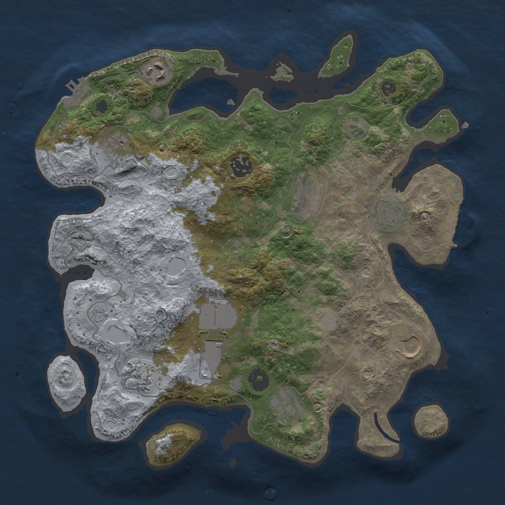 Rust Map: Procedural Map, Size: 3500, Seed: 11577, 18 Monuments