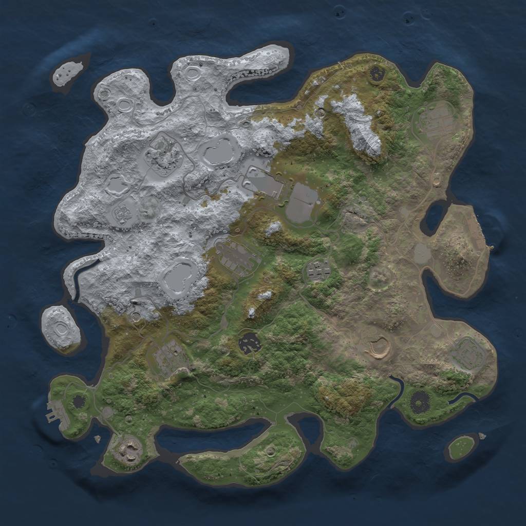 Rust Map: Procedural Map, Size: 3650, Seed: 32255886, 19 Monuments