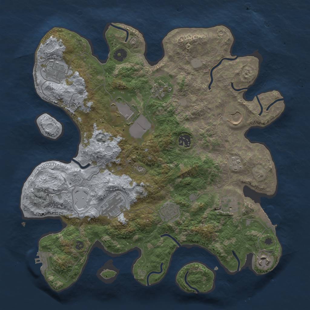 Rust Map: Procedural Map, Size: 3600, Seed: 46283770, 19 Monuments
