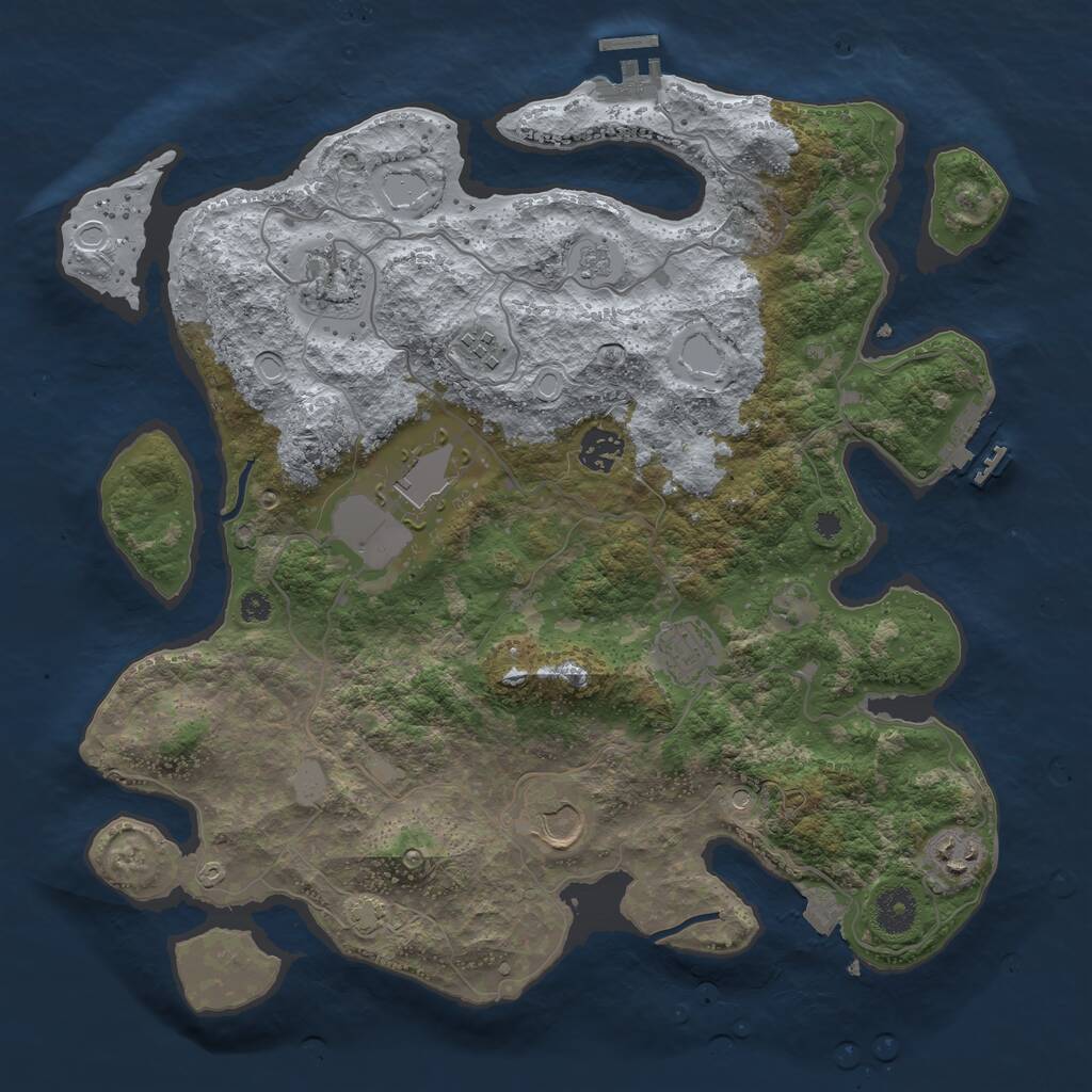 Rust Map: Procedural Map, Size: 3700, Seed: 197002726, 13 Monuments