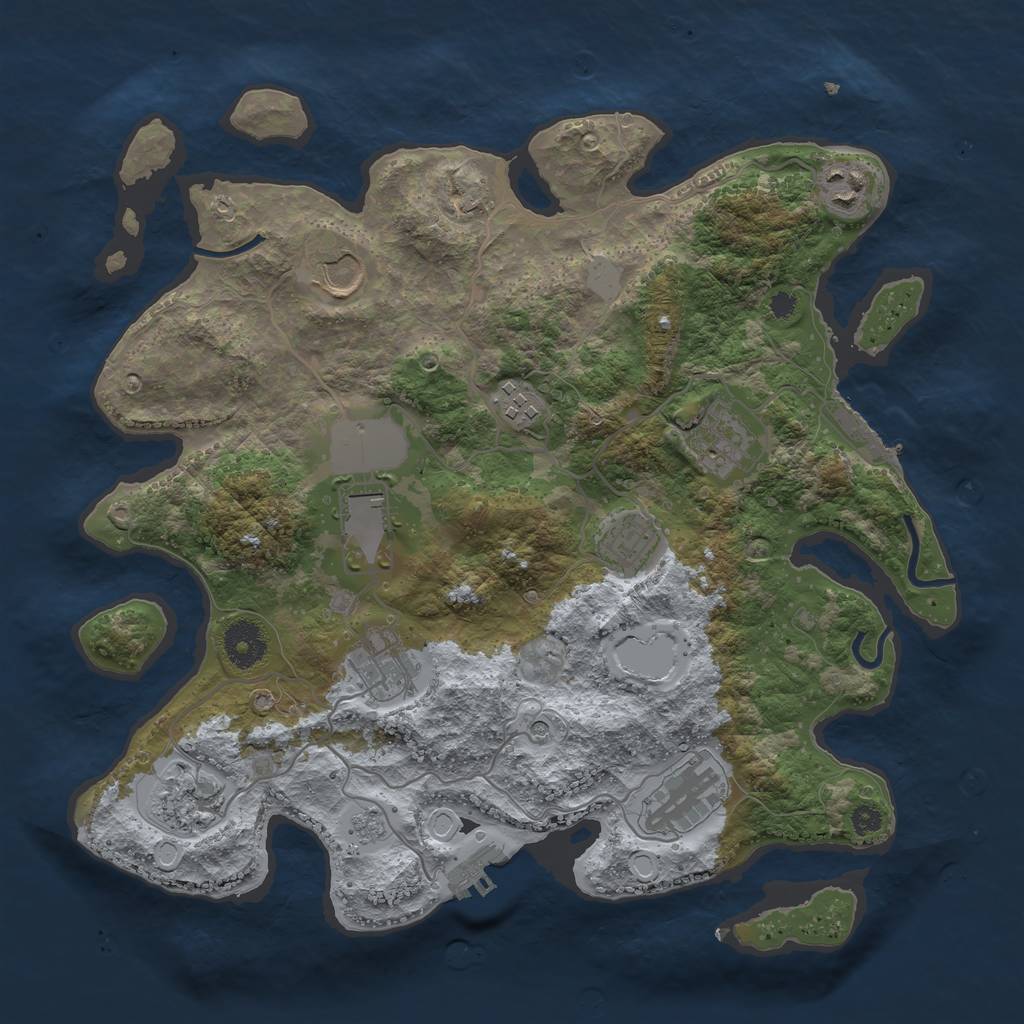 Rust Map: Procedural Map, Size: 3500, Seed: 1286153106, 18 Monuments