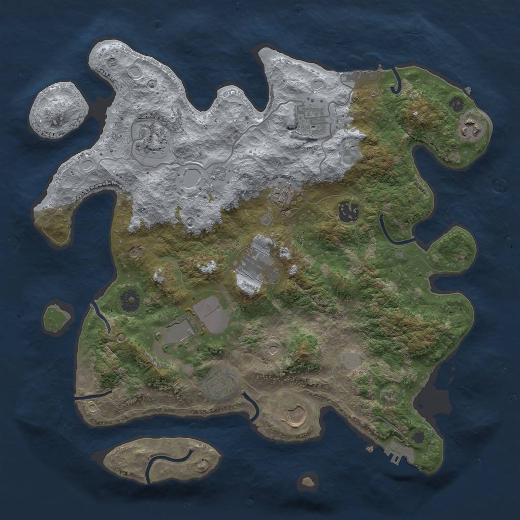 Rust Map: Procedural Map, Size: 3650, Seed: 68453125, 18 Monuments