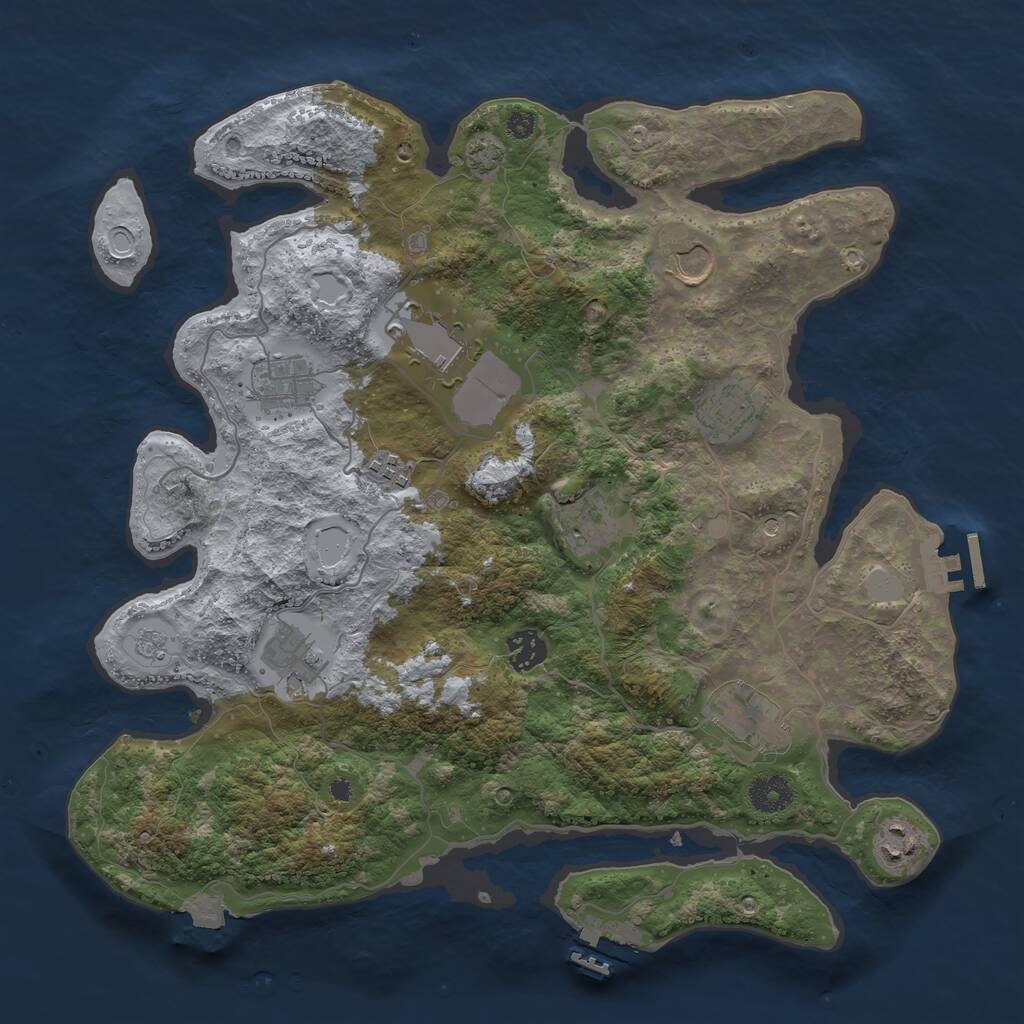 Rust Map: Procedural Map, Size: 3750, Seed: 1356123, 16 Monuments