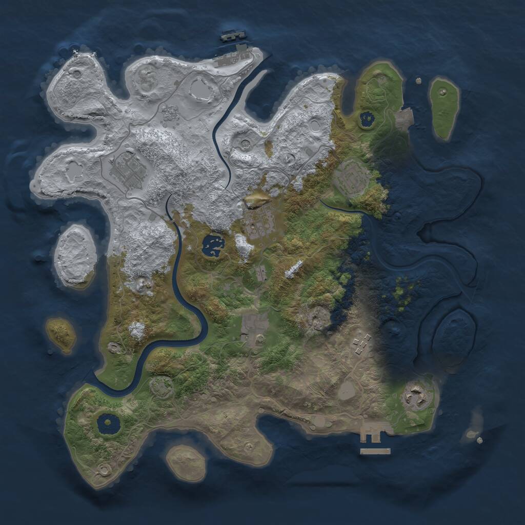 Rust Map: Procedural Map, Size: 3500, Seed: 2983919, 13 Monuments