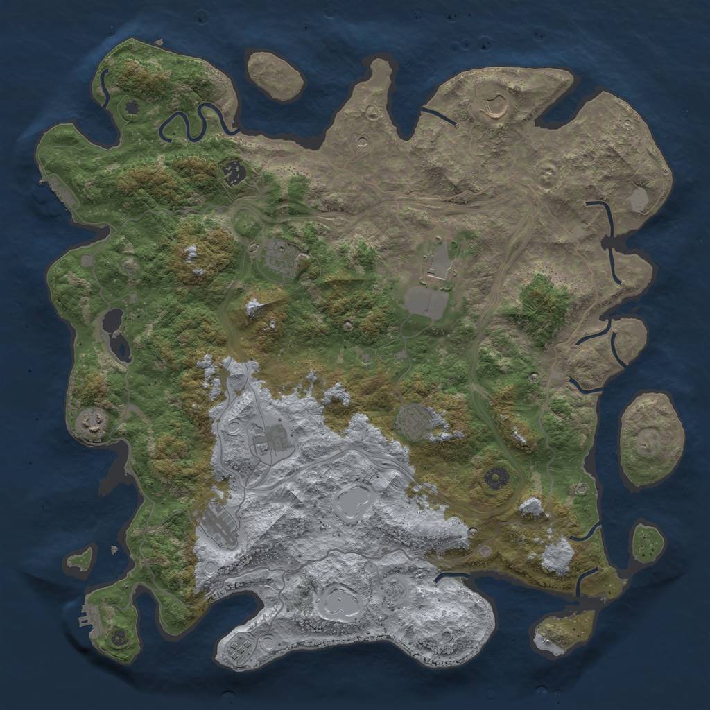 Rust Map: Procedural Map, Size: 4500, Seed: 995160510, 18 Monuments
