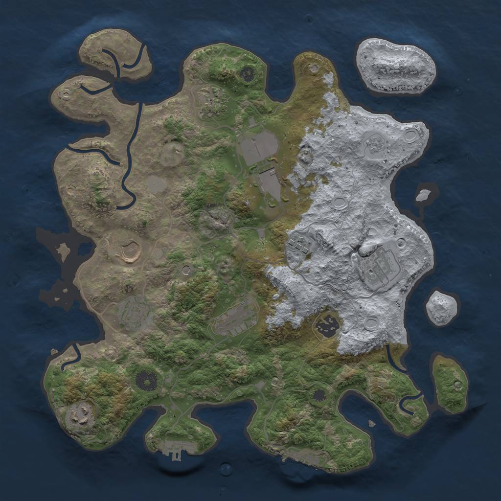 Rust Map: Procedural Map, Size: 3500, Seed: 331912810, 18 Monuments