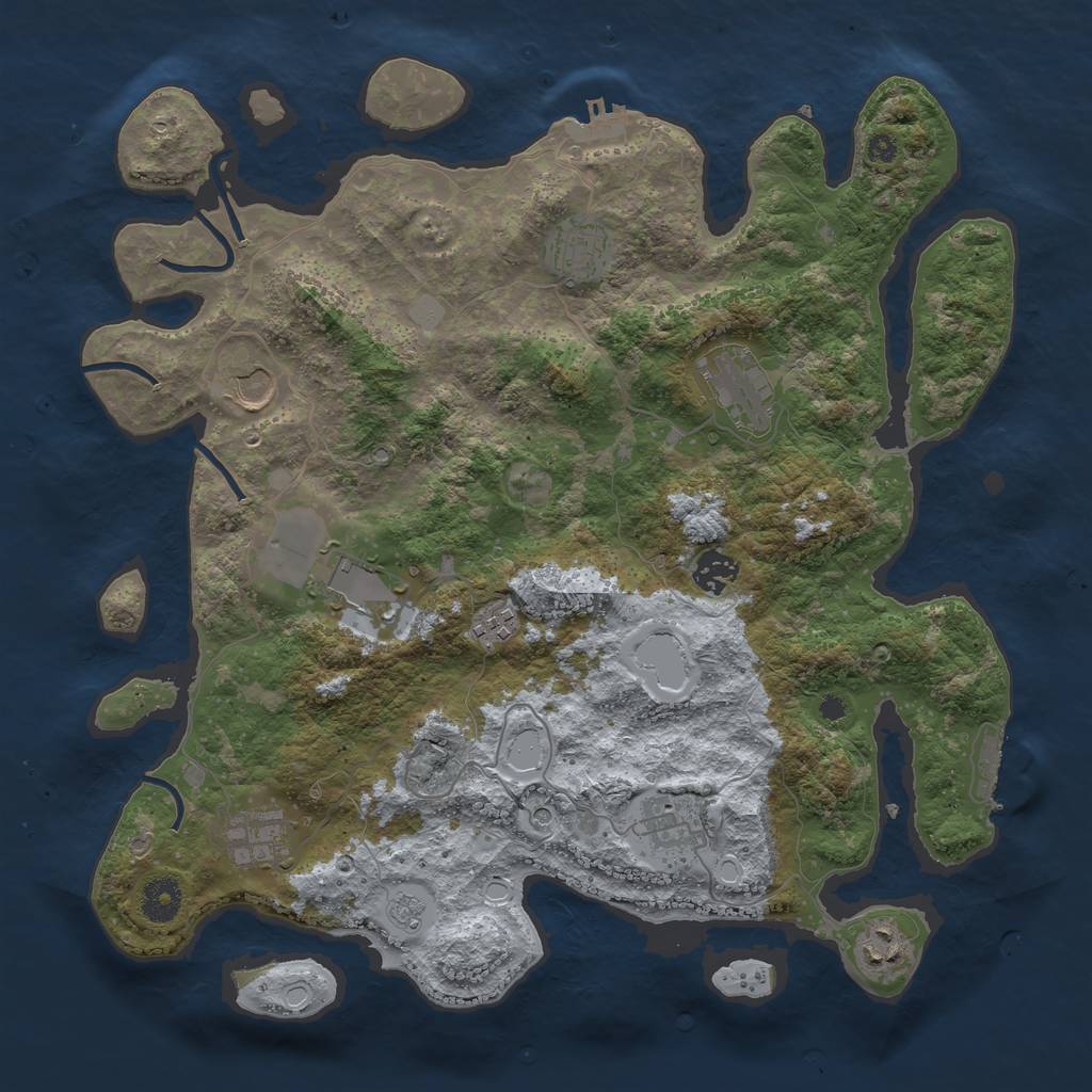Rust Map: Procedural Map, Size: 3800, Seed: 24797740, 18 Monuments