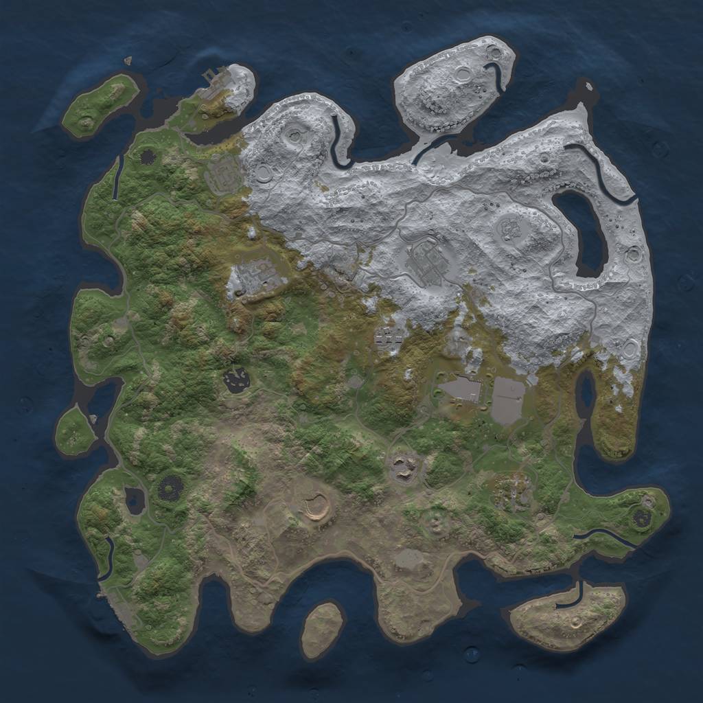 Rust Map: Procedural Map, Size: 4000, Seed: 352491404, 18 Monuments