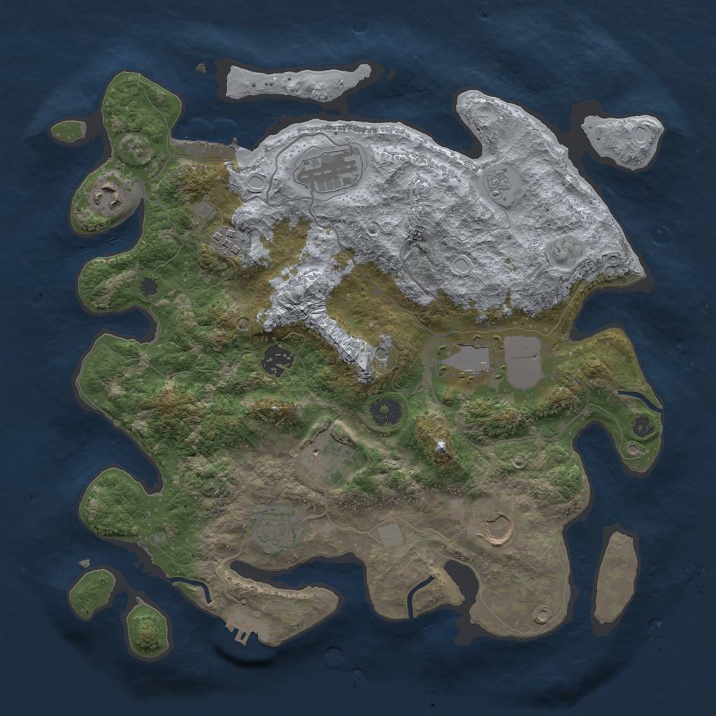 Rust Map: Procedural Map, Size: 3550, Seed: 86611691, 17 Monuments