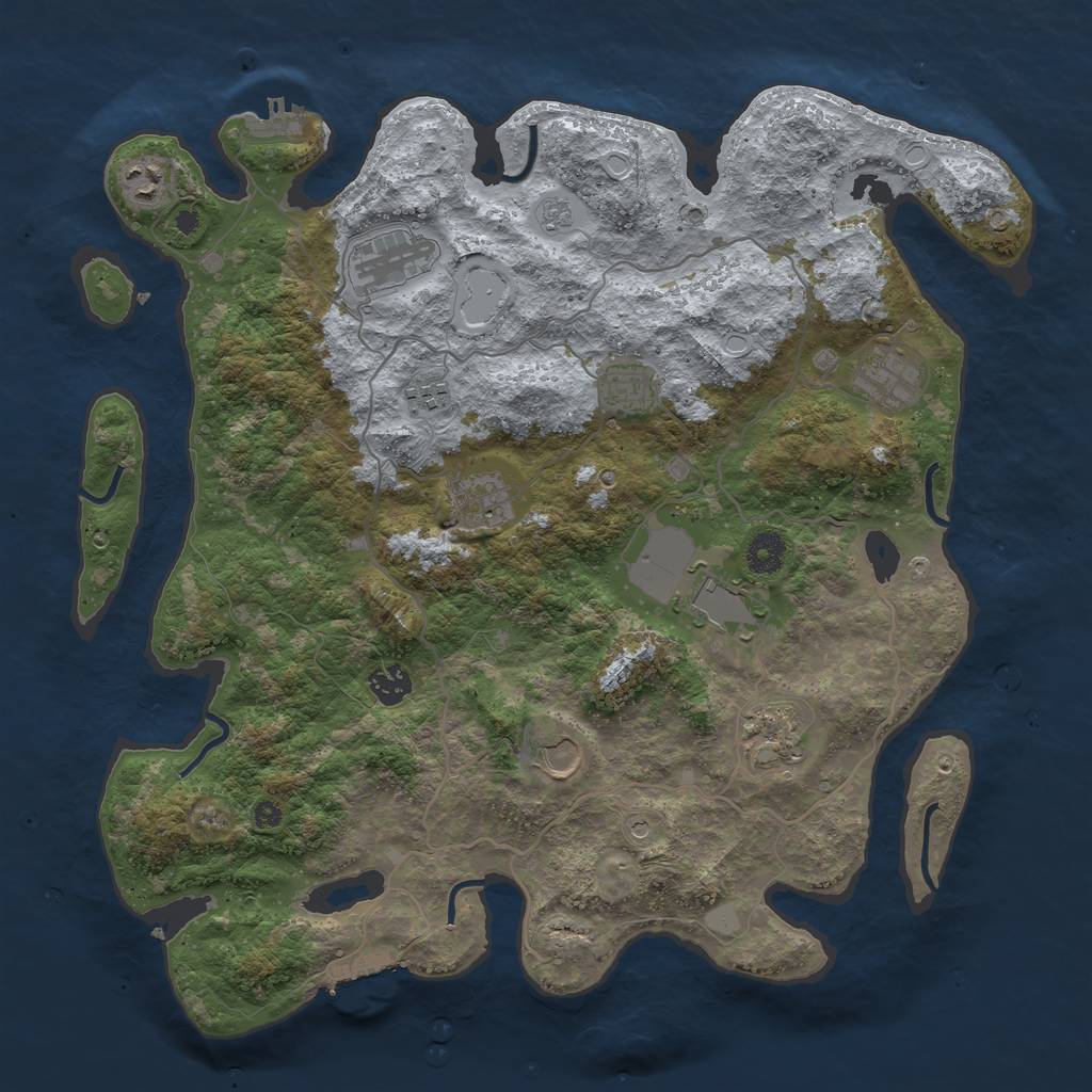 Rust Map: Procedural Map, Size: 4000, Seed: 52575897, 19 Monuments