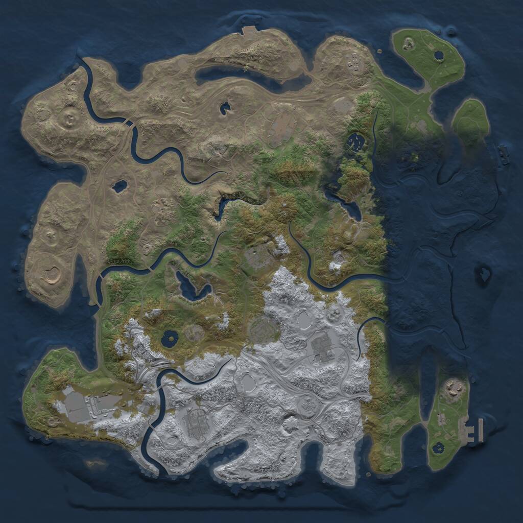 Rust Map: Procedural Map, Size: 4500, Seed: 5055139, 17 Monuments
