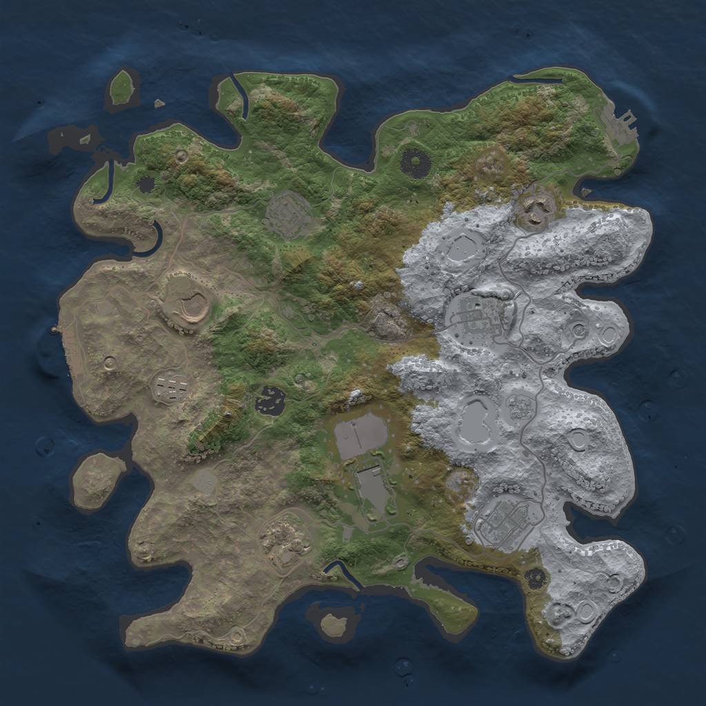 Rust Map: Procedural Map, Size: 3500, Seed: 11323571, 18 Monuments