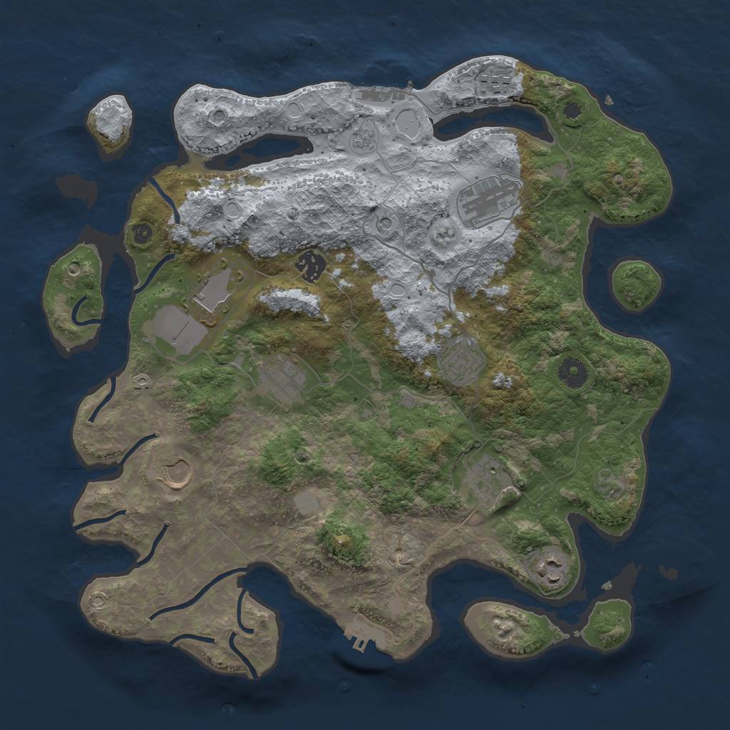 Rust Map: Procedural Map, Size: 3700, Seed: 58252457, 18 Monuments