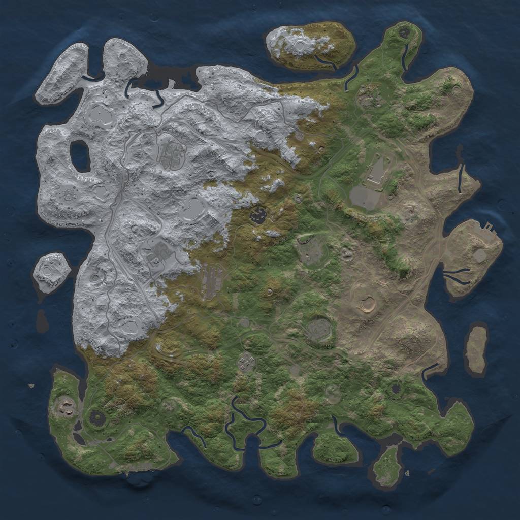 Rust Map: Procedural Map, Size: 4800, Seed: 1670852152, 20 Monuments