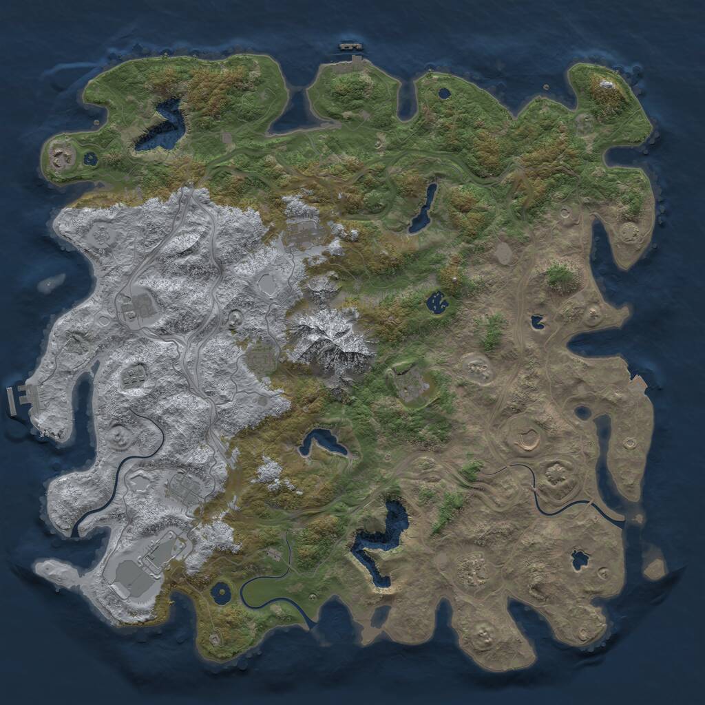 Rust Map: Procedural Map, Size: 5000, Seed: 37757, 17 Monuments