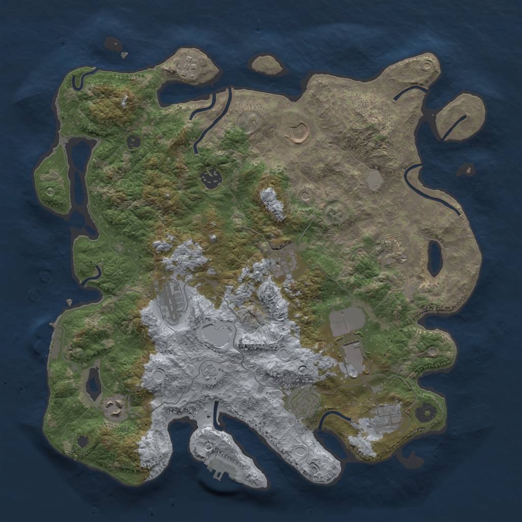 Rust Map: Procedural Map, Size: 3850, Seed: 58979140, 19 Monuments